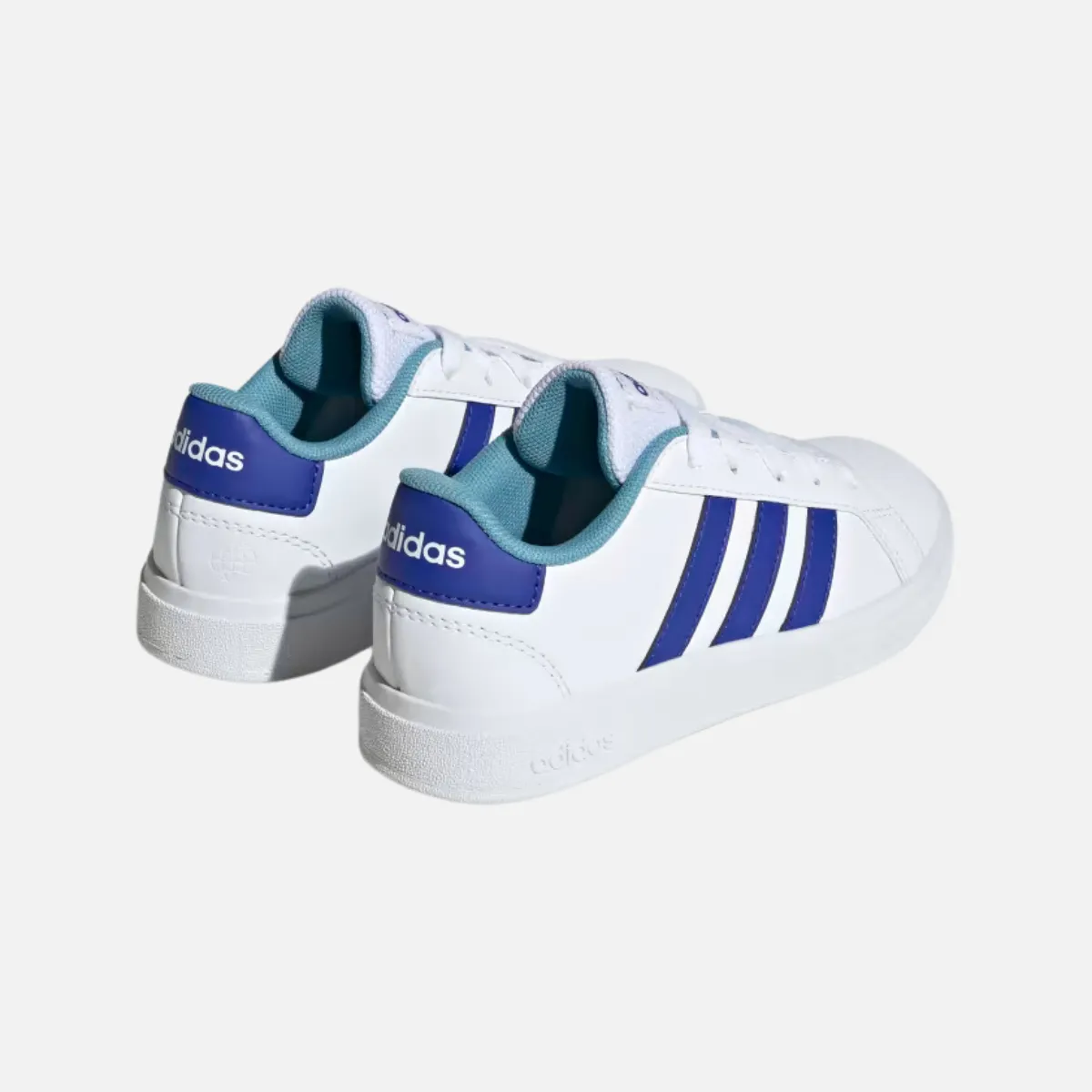 Adidas GRAND COURT 2.0 Kids Unisex Shoes BOY AND GIRL (15 YEAR)-Cloud White/Lucid Blue/Preloved Blue