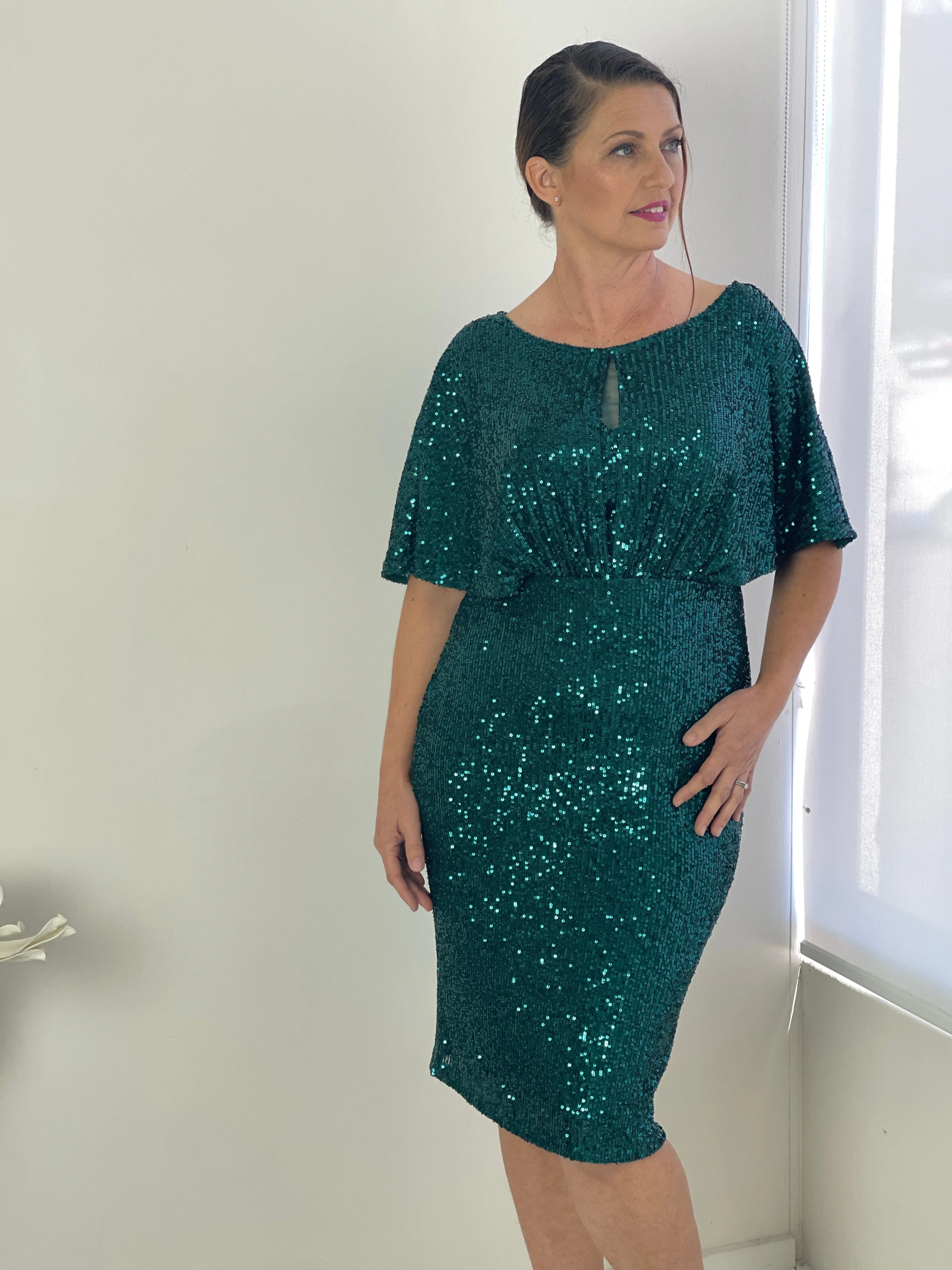 Aldoga Emerald Sequin Dress