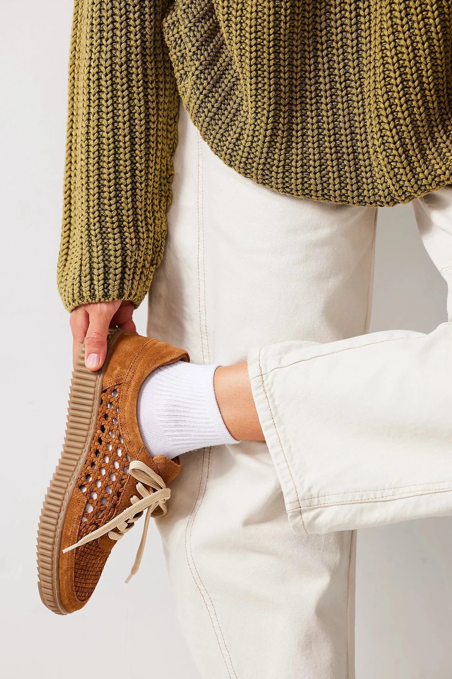 The Wimberly Woven Leather Sneakers by Free People